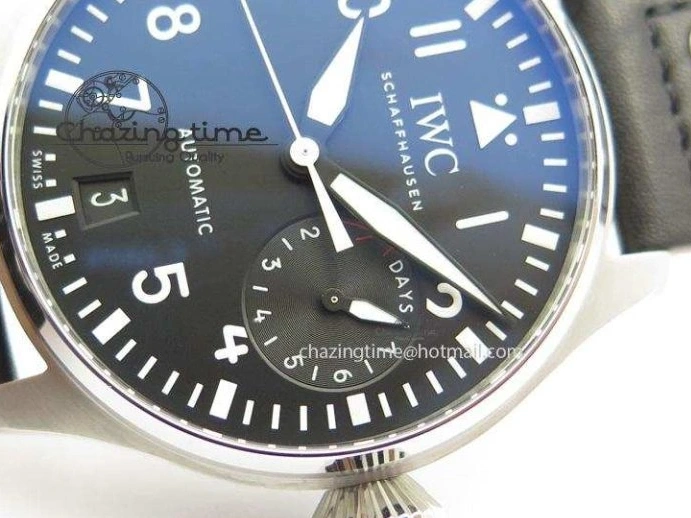MIROTIME 0514 GoodFit Big Pilot Real PR IW500912 ZF Best Edition Black Dial On Black Leather Strap A 7287